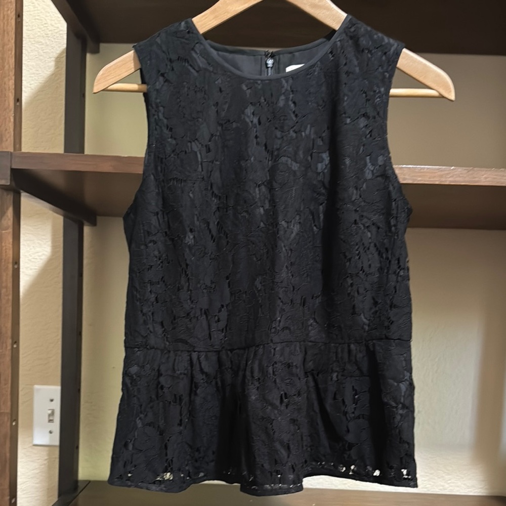 J. Crew Black Sleeveless Peplum Blouse